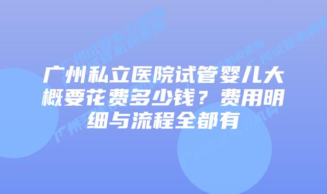 广州私立医院试管婴儿大概要花费多少钱?费用明细与流程全都有
