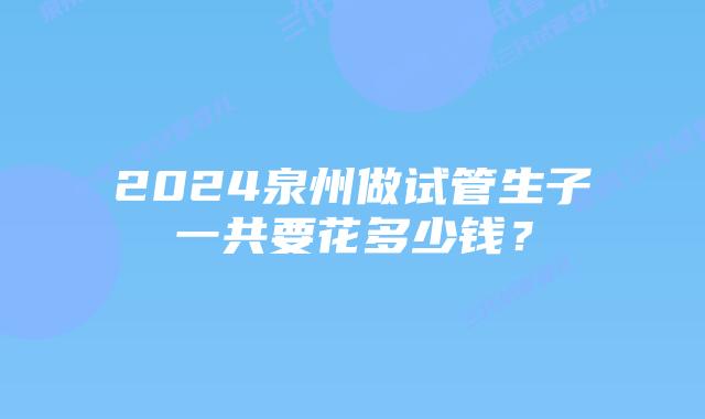 2024泉州做试管生子一共要花多少钱？