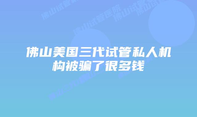 佛山美国三代试管私人机构被骗了很多钱