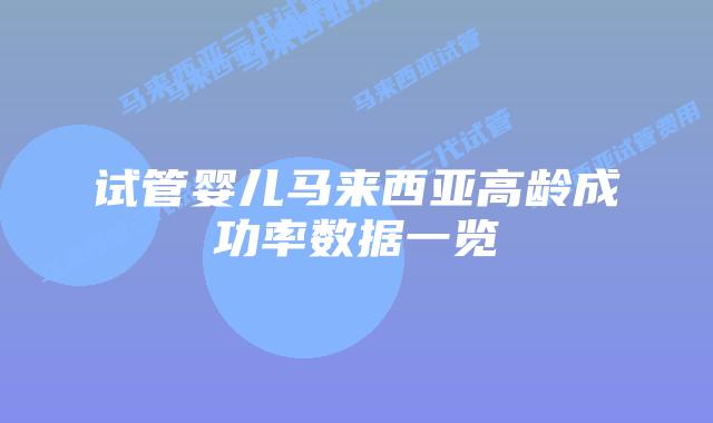 试管婴儿马来西亚高龄成功率数据一览