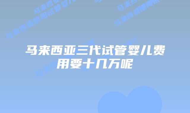 马来西亚三代试管婴儿费用要十几万呢
