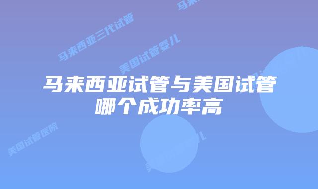 马来西亚试管与美国试管哪个成功率高