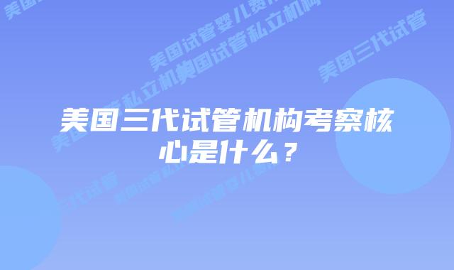 美国三代试管机构考察核心是什么?