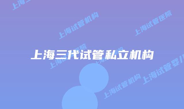 上海三代试管私立机构