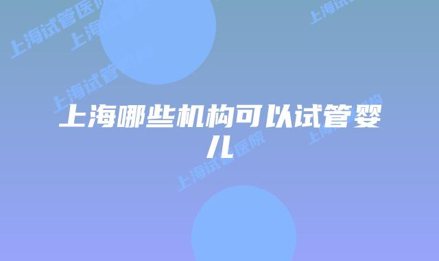 上海哪些机构可以试管婴儿