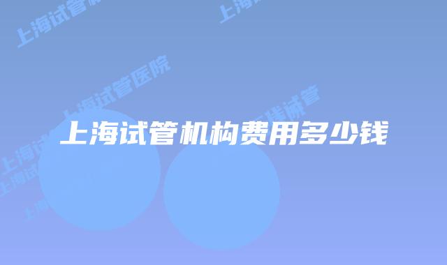 上海试管机构费用多少钱