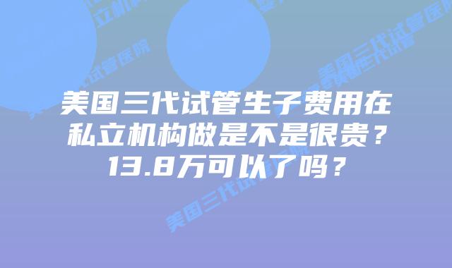 美国三代试管生子费用在私立机构做是不是很贵？13.8万可以了吗？