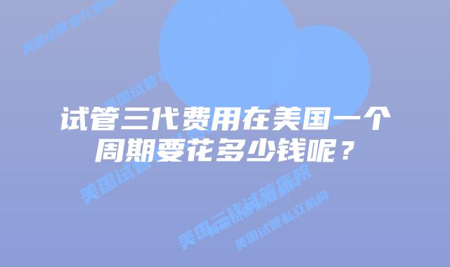 试管三代费用在美国一个周期要花多少钱呢？