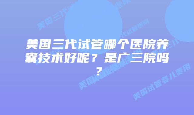 美国三代试管哪个医院养囊技术好呢？是广三院吗？