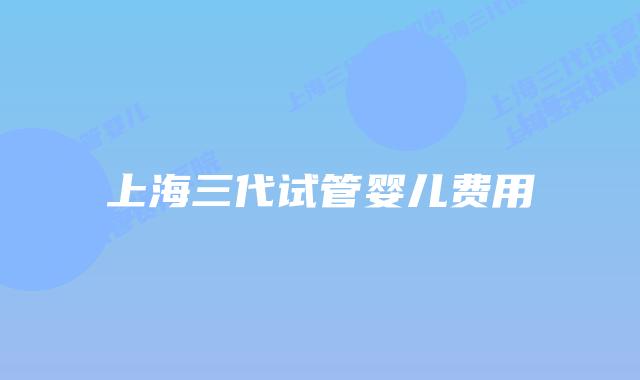 上海三代试管婴儿费用