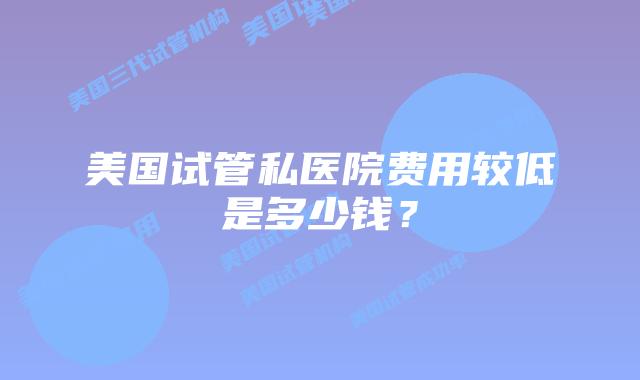 美国试管私医院费用较低是多少钱？