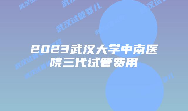 2023武汉大学中南医院三代试管费用