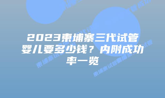 2023柬埔寨三代试管婴儿要多少钱？内附成功率一览