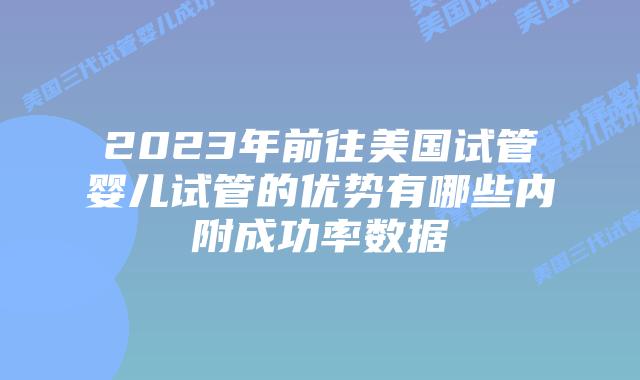 2023年前往美国试管婴儿试管的优势有哪些内附成功率数据