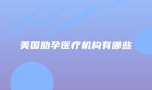 美国助孕医疗机构有哪些