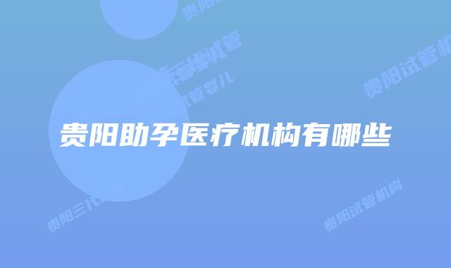 贵阳助孕医疗机构有哪些