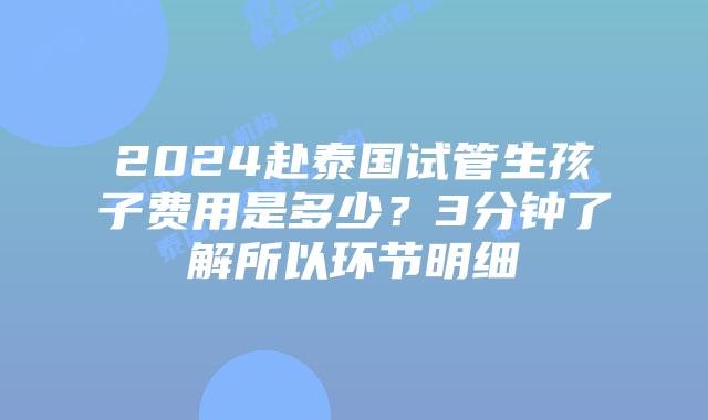 2024赴泰国试管生孩子费用是多少？3分钟了解所以环节明细