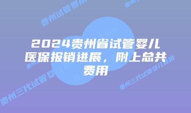 2024贵州省试管婴儿医保报销进展，附上总共费用