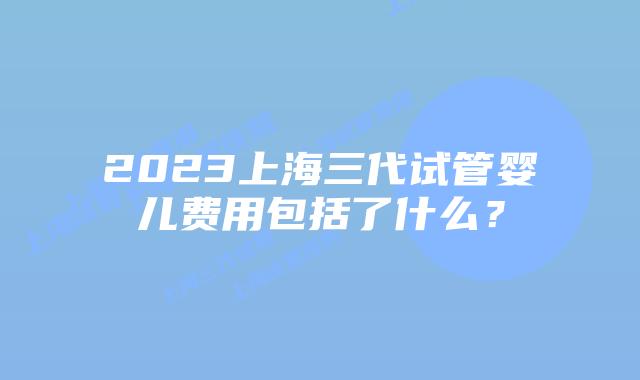 2023上海三代试管婴儿费用包括了什么？