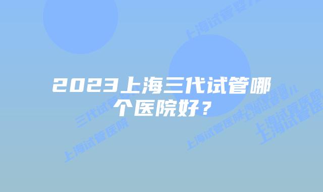 2023上海三代试管哪个医院好？