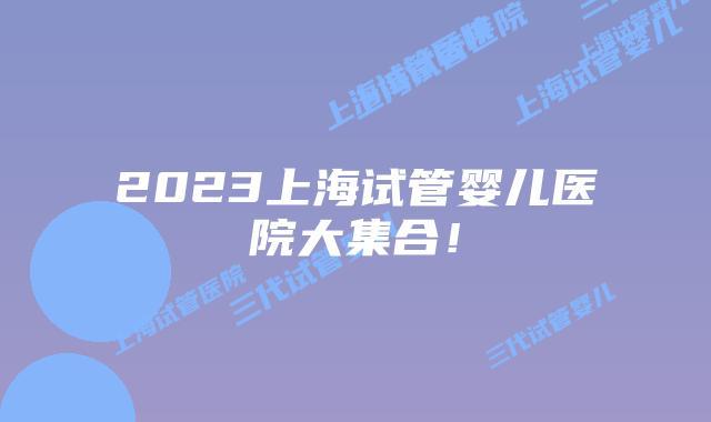 2023上海试管婴儿医院大集合！