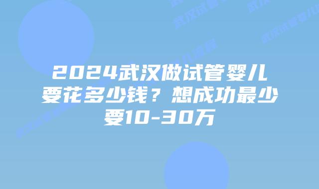 2024武汉做试管婴儿要花多少钱?想成功最少要10-30万