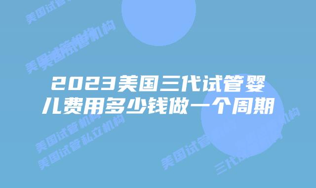 2023美国三代试管婴儿费用多少钱做一个周期