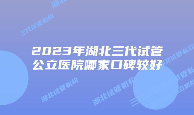 2023年湖北三代试管公立医院哪家口碑较好