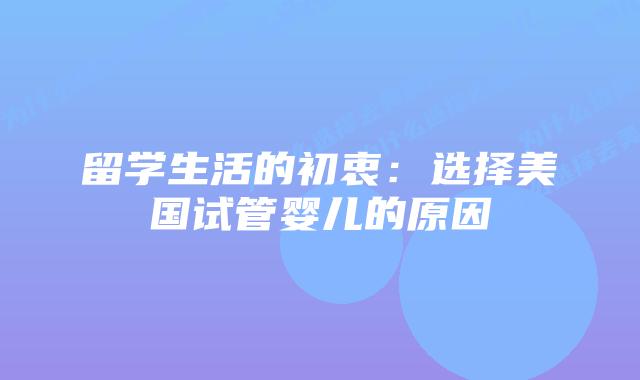 留学生活的初衷：选择美国试管婴儿的原因