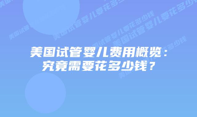 美国试管婴儿费用概览：究竟需要花多少钱？