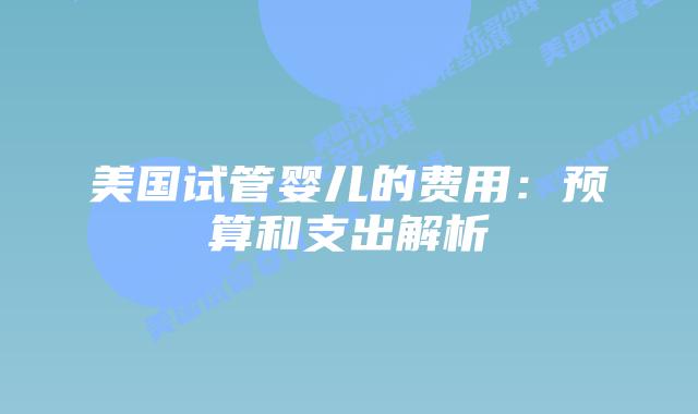 美国试管婴儿的费用：预算和支出解析