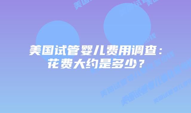 美国试管婴儿费用调查:花费大约是多少?