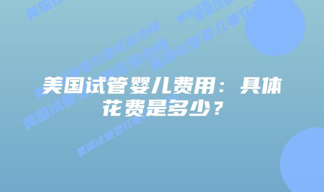美国试管婴儿费用:具体花费是多少?