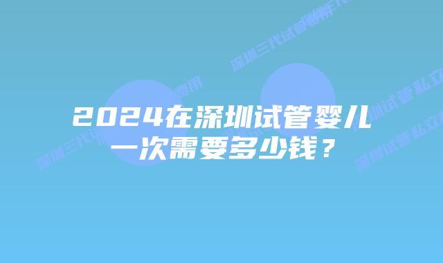 2024在深圳试管婴儿一次需要多少钱?
