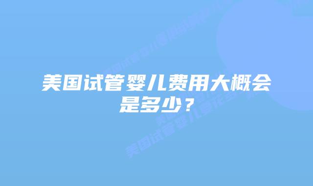 美国试管婴儿费用大概会是多少？