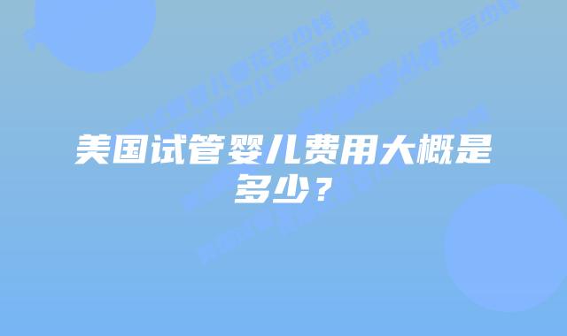 美国试管婴儿费用大概是多少?