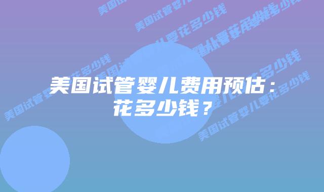 美国试管婴儿费用预估：花多少钱？