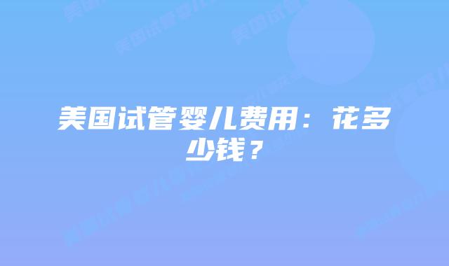 美国试管婴儿费用：花多少钱？