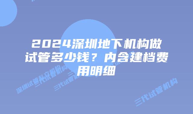 2024深圳地下机构做试管多少钱?内含建档费用明细