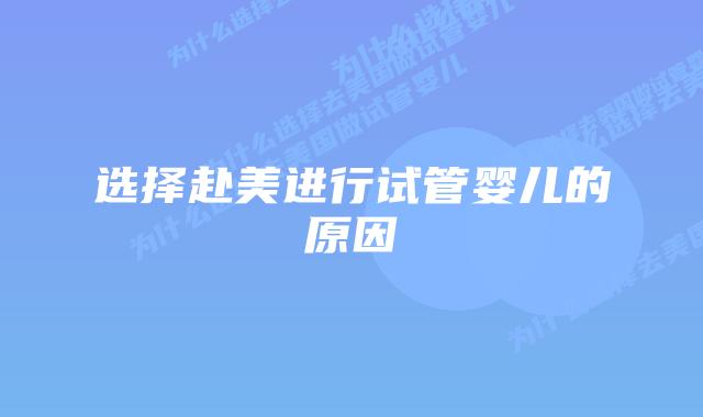 选择赴美进行试管婴儿的原因
