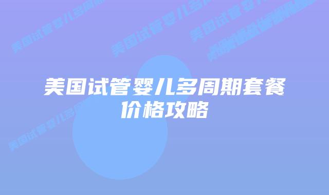 美国试管婴儿多周期套餐价格攻略