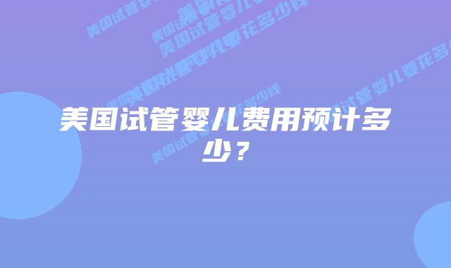 美国试管婴儿费用预计多少?