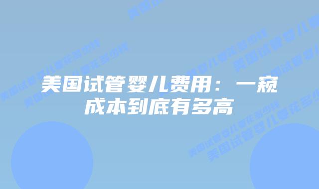 美国试管婴儿费用:一窥成本到底有多高