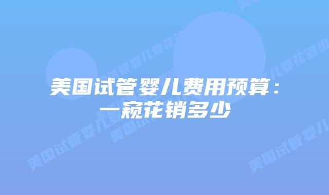 美国试管婴儿费用预算：一窥花销多少