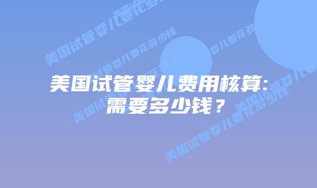 美国试管婴儿费用核算: 需要多少钱？