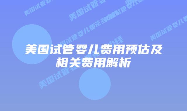 美国试管婴儿费用预估及相关费用解析