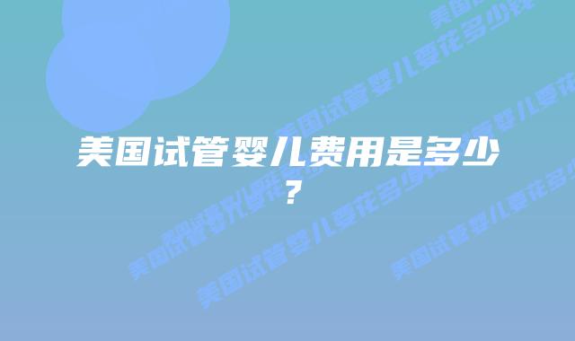 美国试管婴儿费用是多少？