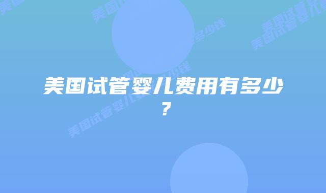 美国试管婴儿费用有多少?