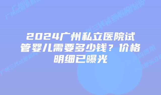 2024广州私立医院试管婴儿需要多少钱?价格明细已曝光