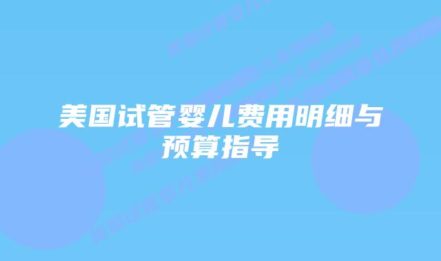 美国试管婴儿费用明细与预算指导